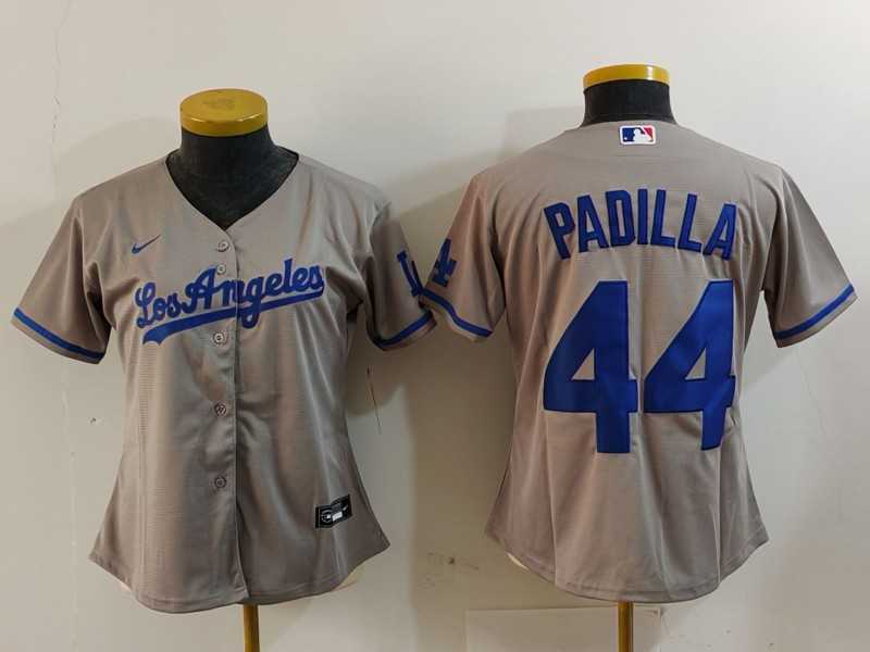 Women%27s Los Angeles Dodgers #44 Vicente Padilla Grey With los Cool Base Stitched Jersey